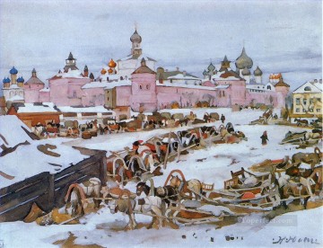 the rostov kremlin 1916 Konstantin Yuon Russian Oil Paintings